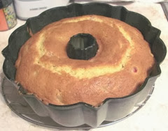 cran cardamon cake out of oven