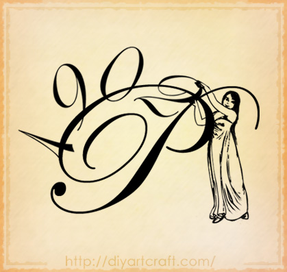 Tattoo monogramma P con numeri e donna diyartcraftcom 