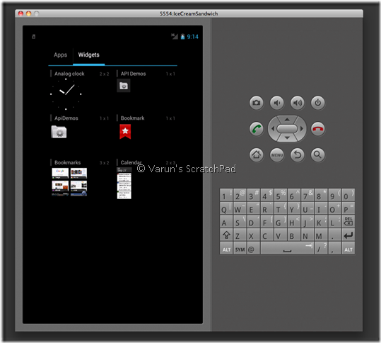 Android 4.0 SDK - Ice Cream Sandwich Widgets screen