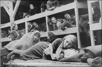 Women survivors in the barracks at Birkenau