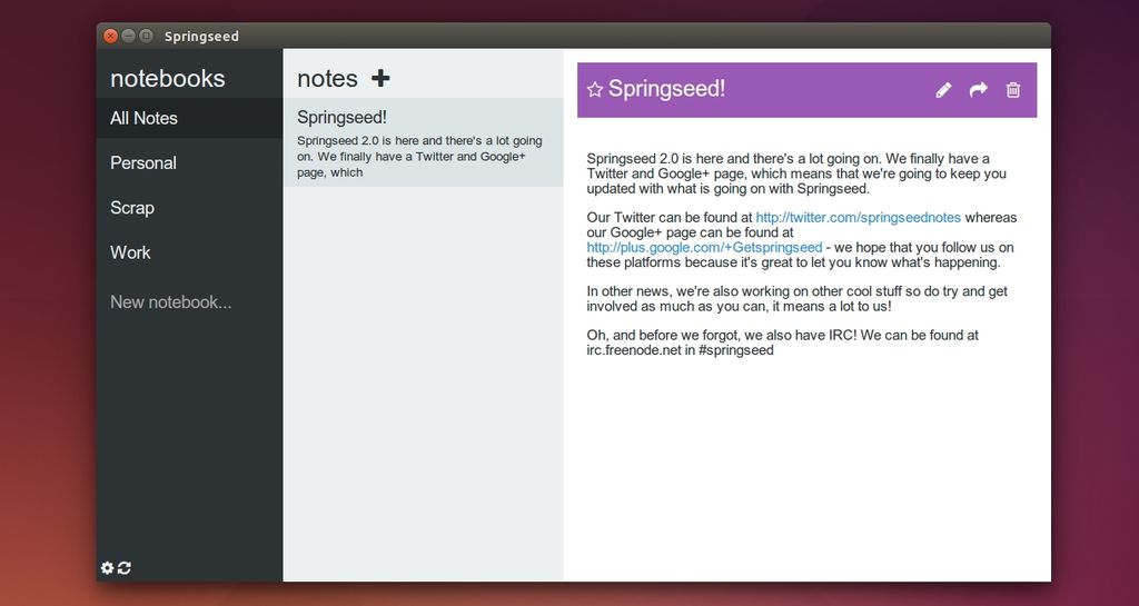 Springseed 2.0 in Ubuntu