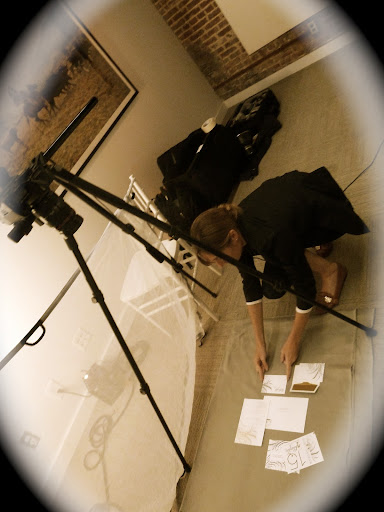 Here's Genevieve setting up our stationery shot. We took our pictures in one of the side galleries of the museum, and we were a bit of an exhibit of our own. Here's Genevieve setting up our stationery shot. We took our pictures in one of the side galleries of the museum, and we were a bit of an exhibit of our own.