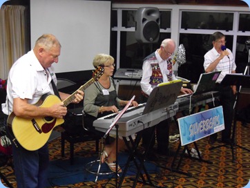 Our guest artists were The Silverbeats. Left to Right: Kevin Johnston on acoustic guitar; Jan Johnston on Korg Pa1X; Peter Brophy on Korg Pa3X (but providing percussion FX as well); and Len Hancy providing Jazz Vocals (and some percussion effects as well). They certainly got the Members feet tapping and audience participation with some of the sing-along numbers.