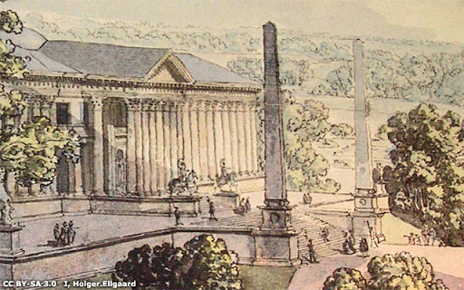 Del av Desprez skiss över Haga Slott, 1790-talet