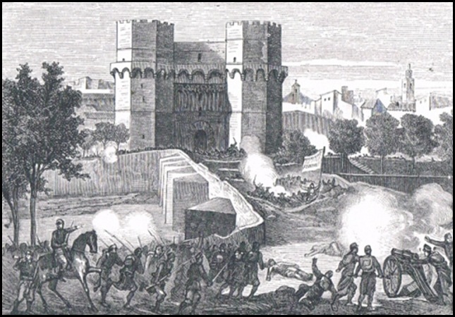 La gloriosa ante el puente de Serranos.-1869 La gloriosa ante el puente de Serranos.-1869