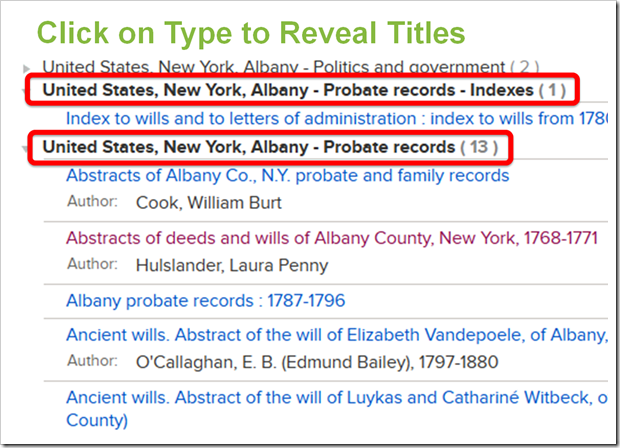 The new FamilySearch catalog allows expansion of titles in place