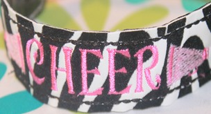 Personalized custom dance tumbling gymnastics bracelet kissed by a frog embroidery embroidered cheer cheerleading yell team zebra pink