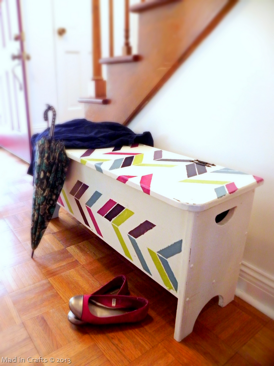 herringbone stenciled storage bench herringbone stenciled storage bench