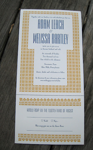Their invitation included a perforated RSVP card at the bottom
