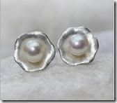 Silver Flower and Pearl Earrings by Lilia Nash Jewellery