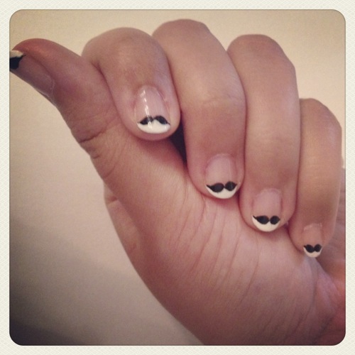 Adorable mustache nails