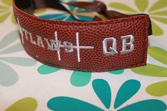Personalized custom football QB quarterback bracelet kissed by a frog embroidery embroidered number