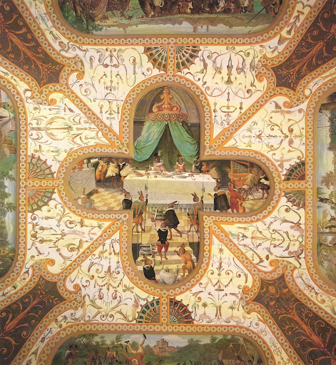 Painted plaster ceiling at Bucovice in the Czech Republic.