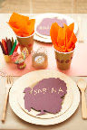 These paper cups, www.amscan.com, are embellished with Martha Stewart Craft glitter leaf stickers, www.michaels.com/Martha-Stewart, an activity for the kids to work on before or during the meal. These paper cups, www.amscan.com, are embellished with Martha Stewart Craft glitter leaf stickers, www.michaels.com/Martha-Stewart, an activity for the kids to work on before or during the meal.