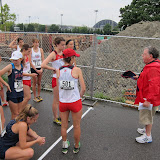 Bill Pollinger giving final instructions to the race walkers.