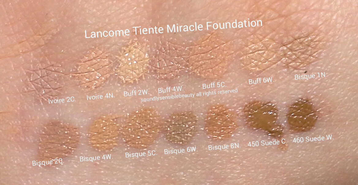 Lancome Tient Miracle Foundation; Review & Swatches of Shades