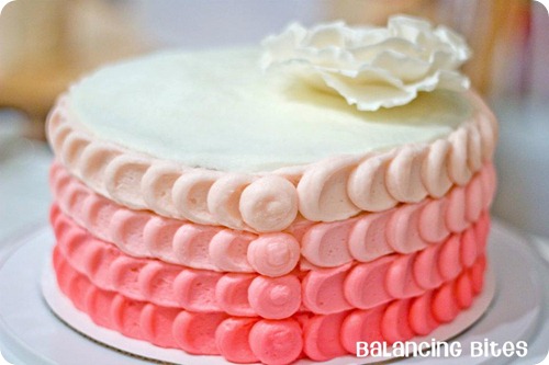 Back of pink ombre petal effect cake