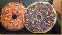 Fun donut pillows at Bennett's bennetts donut pillows