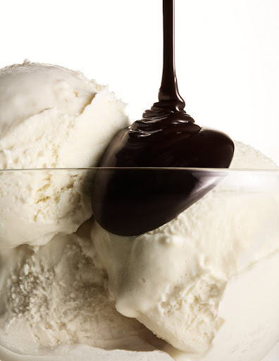 Hot fudge over vanilla ice cream. (Martha Stewart Living)