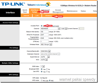 Interface Wireless Setup