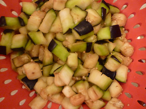 Eggplant after being salted.