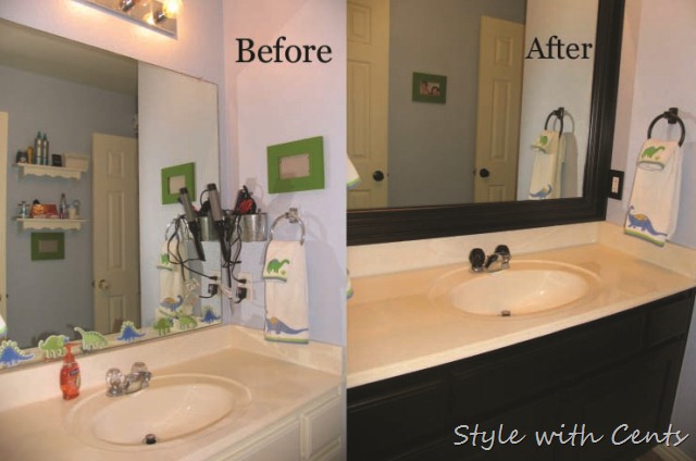 bathroom renovation using rustoleum oild rubbed bronze spray paint upstairs bath before after3