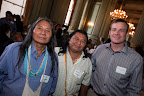 Roberto 'Berito' Cobaria and Gilberto Cobaria of the U'wa indigenous people pose with Amazon Watch's Andrew Miller.  Photo by Eric Slomanson/slomophotos.com - Copyright 2010.