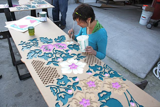 Here I am, painting away on a panel of the stage. Here I am, painting away on a panel of the stage.