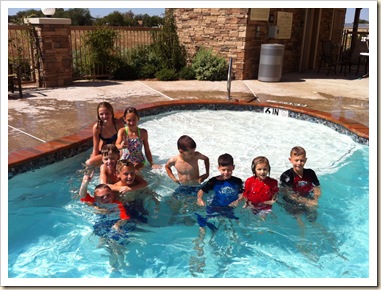 9 kids swimming