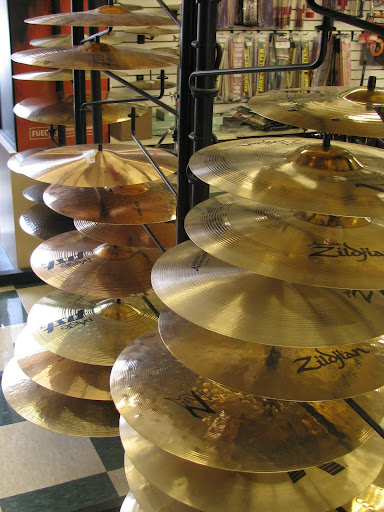 Hoover's selection of cymbals for the drummer. (Photo credit: Rebekah Clark)