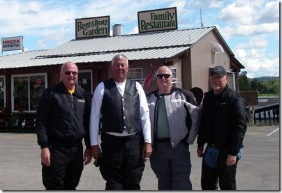 Lunch stop in McGreger, IA. Dave, Glen, Joe and Dale.