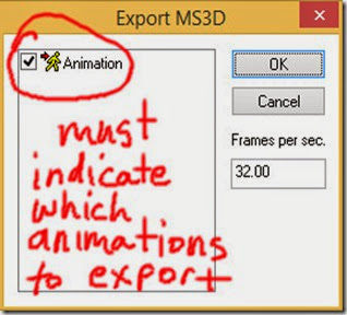 Export the animation as MilkShape3D ms3d file Export the animation as MilkShape3D ms3d file