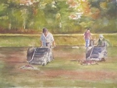 Sarahs painting of Larry picking