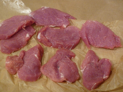 Pork Tenderloin, sliced but not pounded.
