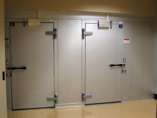 The evidence freezer (left) and refrigerator (right). (Photo credit: Jeremy Shreckhise)