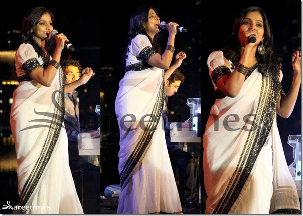 Ramya_Nambeesan_White_Georgette_Saree