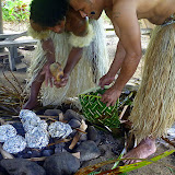 Emptying The Lovo or Underground Oven With Our Lunch - Suva, Fuji