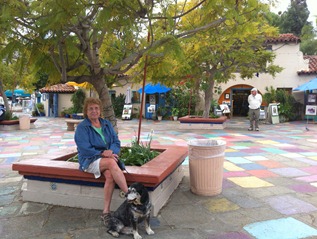 relaxing in the art village at Balboa Park