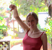 Bronwen with her mown garden knife