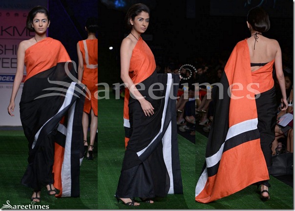 Shivan_And_Naresh_Black_Oragnge_Saree