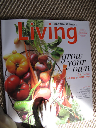 Oh, what a colorful cover of the new March issue of Martha Stewart Living.  Does this mean we have vegetables in the garden already?