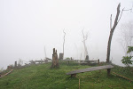 Mist-shrouded view from the only building(home/­restaurant/lodge) between Congon and Choctamal, Gran Vilaya Trek, Chachapoyas Region, Peru