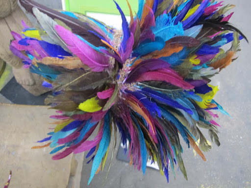 Look at this beautiful African headdress. I couldn't help but pine over the layered texture and vibrant colors.