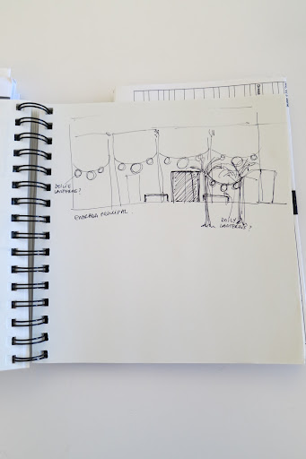 Drawings of the lanterns in the courtyard.