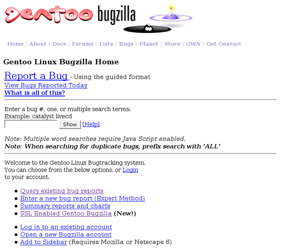 gentoo bugzie-homepage gentoo bugzie-homepage