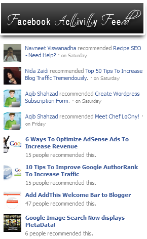 facebook activity feed for blogger facebook activity feed for blogger