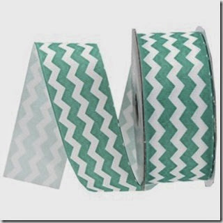 chevron printed blue green one and a half inches wide