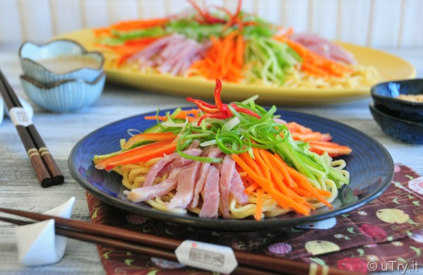 Asian Summer Noodle With Dijon Sesame Dressing (夏の中華冷麵配芝麻芥末醬汁)