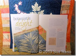 Botanist's Delight article, Quilting Arts Magazine Sue Reno, Botanist's Delight, Quilting Arts Magazine