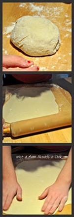 rolling out pizza dough